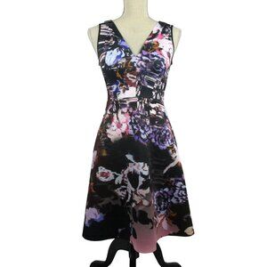 Clover Canyon Dress Sleeveless V Neck Size S Poetic Petals Fit & Flare Graphic